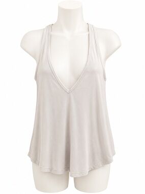 POPFLEX Deep V Racerback Tank Top Size 6 Cream Activewear Athleisure